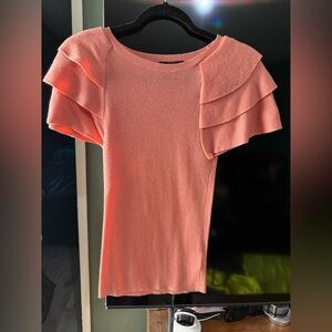 Express Coral Ruffle Sleeve sweater